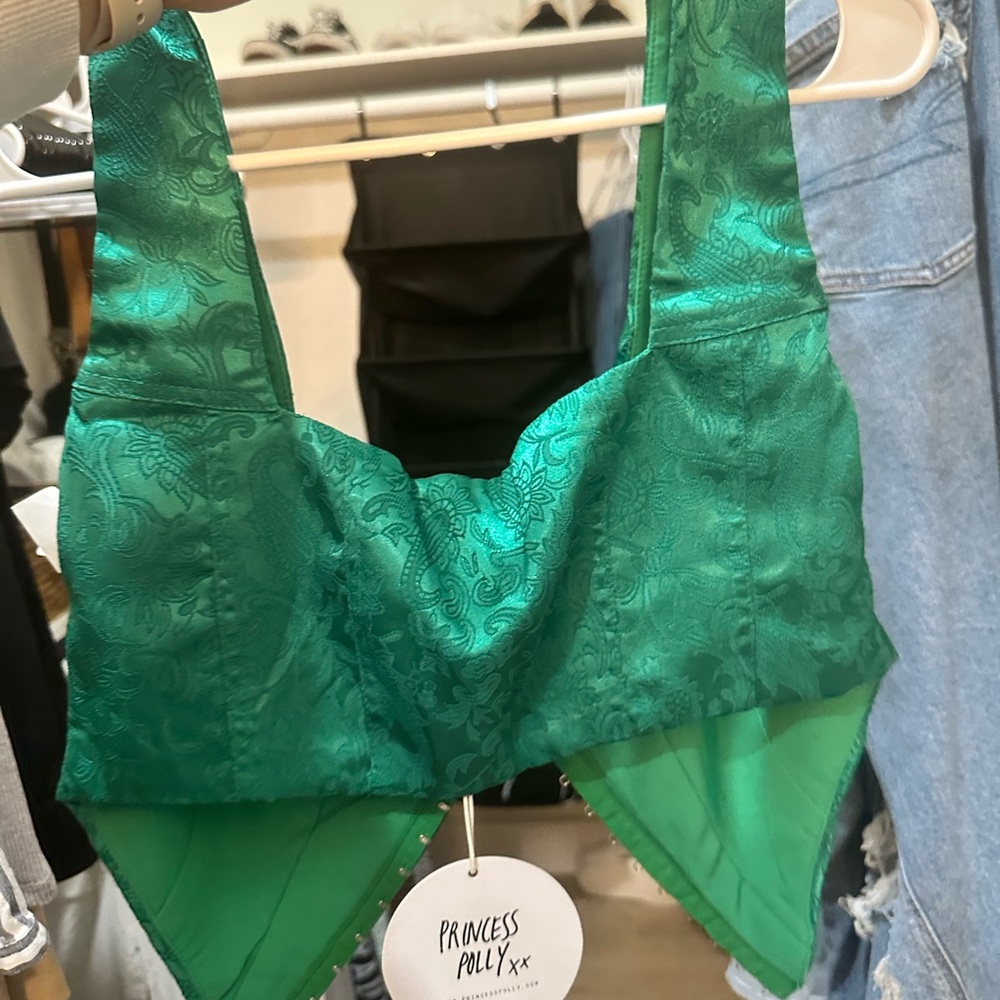 Princess Polly Teal Lace Crop Top